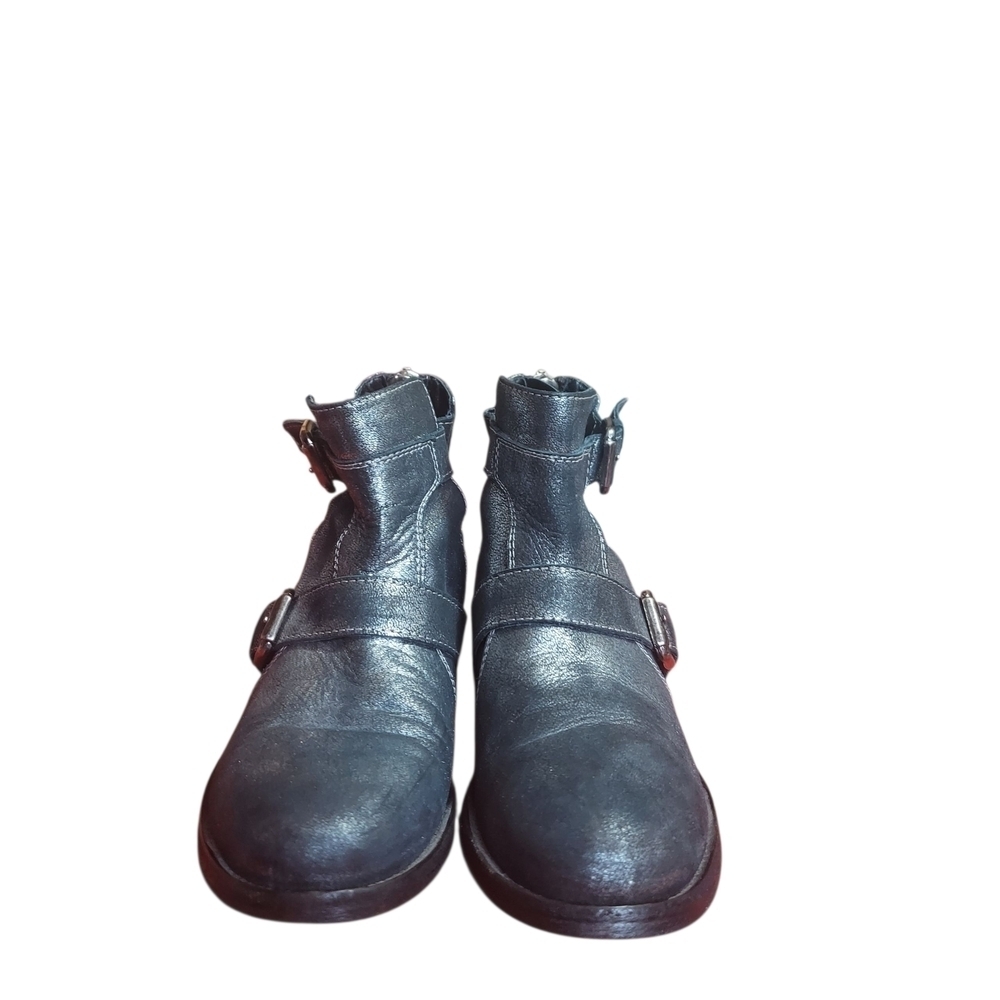 Steven by Steve Madden Italian Leather Buckle Moto Ankle Boots 37 Made in Italy - Picture 2 of 15